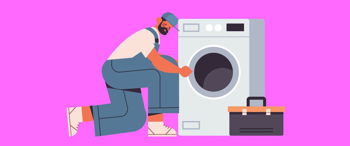 Plumber fixing washing machine using the best SEO agency for plumbers to find clients